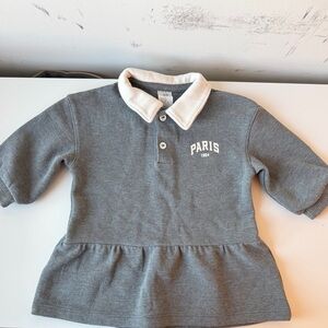 H&M Baby Gray Paris Collared Dress | Long Sleeve Knit Peplum Top
- US 6mo